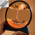 Mylecart 3D Moving Sand Art Desk Lamp, Sand Lamp, Flowing Sand Painting Night Light, Creative Sand Art Liquid Motion Living Room Bedroom Table Lamp, Aesthetic Table Lamp, Hourglass Sandscape Display. 