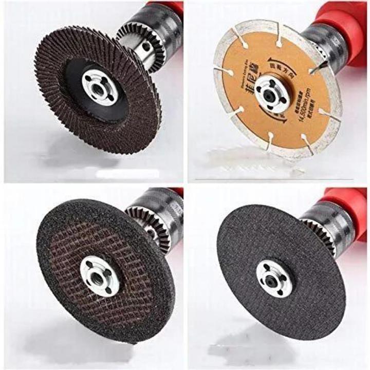 Electric Drill Variable Angle Grinder Connecting Rod Round Handle Converter with Marble Concrete Blade,Flap Disk for Paint Remover,Iron Grinding Wheel,Iron Cutting Wheel (1grinder nut,1 drill adaptor,1disc)