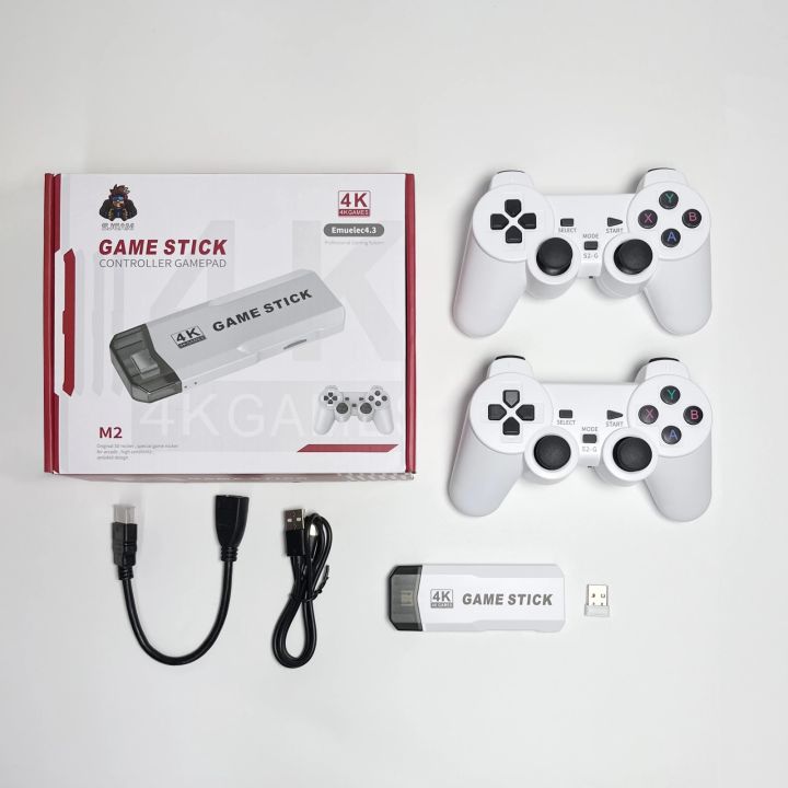 (M2)Video Game Stick 4K Console 64G Built-in 20000 Games Retro Handheld TV Game Console Wireless Controller For GBA Kid Game