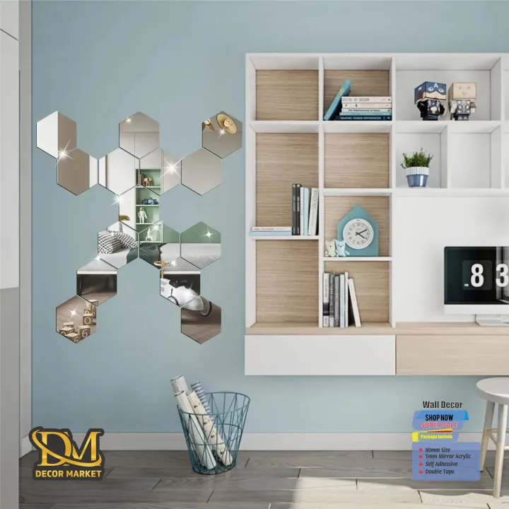 6PCS%20Hexagon%203D%20Mirror%20Wall%20Stickers%20Self%20Adhesive%20Decorative%20Acrylic%20Decals%20-%20Image%202
