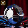 OLEVS 9916 Fashion Men's Watch Silicone Rubber Strap Watches for Men. 
