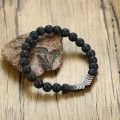 8mm Sacred Arrow Lava Rock Bead Bracelet Natural Anti Anxiety Essential Oil Diffuser Bracelet for Women Men 18cm. 