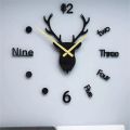 Wooden Deer Clock, And Butterfly Shelf,Dot Clock,Deer Clock,Mix, MDF,Big Needles, Wooden Wall Clock for Home, 3D Laser Cut Wall Clock, 3D Wall Clock 18 inch Wooden Watch DIY Home Décor Living Room and Office for Gift Item Markhor shape. 