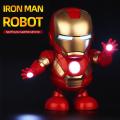 【Simple 3C】Marvel Avengers Iron Man Toy Electronic LED Light Singing Dancing Robot Gift for Kids. 