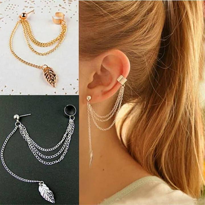 Long Chain Girls Earrings Trendy Hot Fashion Women Ear Cuff (1 Pair)