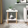 Side Table, Coffee Table, Side Table, Side Table, Wooden Bedside, 2 Tier Coffee Tables, with Storage Shelf, Square for Living Room, Office, Bedroom. 