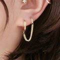 Copper glossy double ear hole one-piece earrings single short section ear buckle hanging chain ear jewelry. 