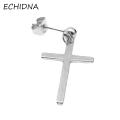 1Pc Men Women Stainless Steel Cross Dangle Ear Stud Earring. 