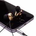 Unique Design 3.5mm In ear earphone High Performance Metal Gold Skull In-ear Headphones - intl. 