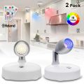 Elfeland LED Spot Lights for Ceiling, Wireless Ceiling Light Batteries Powered Under Cupboard Kitchen Lights Dimmable Wardrobe Light Rotatable Cabinet Lights with Remote Control Ideal for Indoor 2 Pack. 