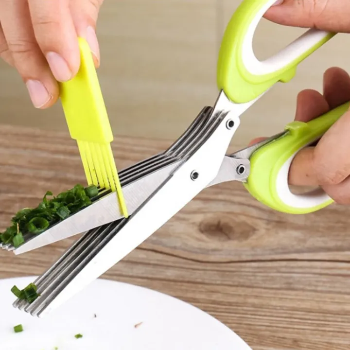 Multifunctional%20rubber%20handle%20stainless%20steel%20kitchen%20vegetable%20shears%205%20blades%20herb%20scissors%20-%20Image%205