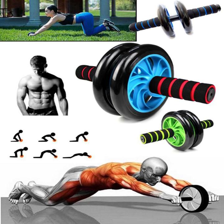 Dual Ab Wheel Roller Abdominal Exercise Abs with Knee Mat Pad Training Workout