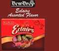 eclairs toffee by dew drop , 220 gram box , in assorted and strawberry flavor. 