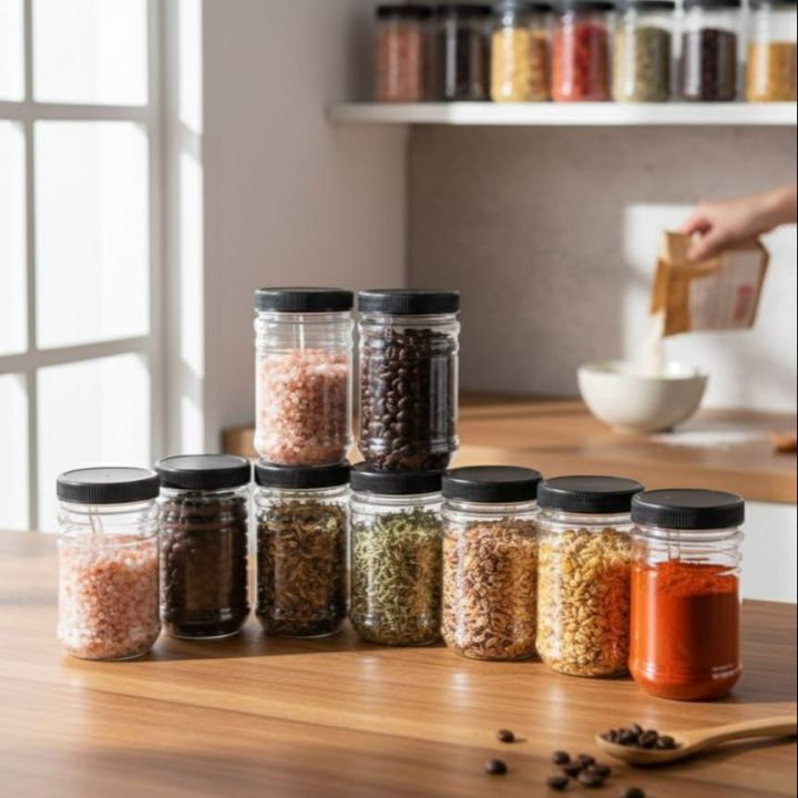 Pack%20of%206%20/%2012%20Airtight%20Kitchen%20Storage%20Containers%20350ml%20-%20Leakproof%20Masala%20Jar%20Set%20-%20Stackable%20Plastic%20Spice%20Box%20&%20Pantry%20Organizer%20+%20Free%20Spoons%20-%20Image%204