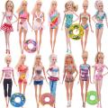 2PCS Doll Clothes Swimwear + Swimming Rings Swimsuits Bikini Beach Bathing Accessories for Barbies,11.8 Inch,BJD Doll,Girl's Toy. 