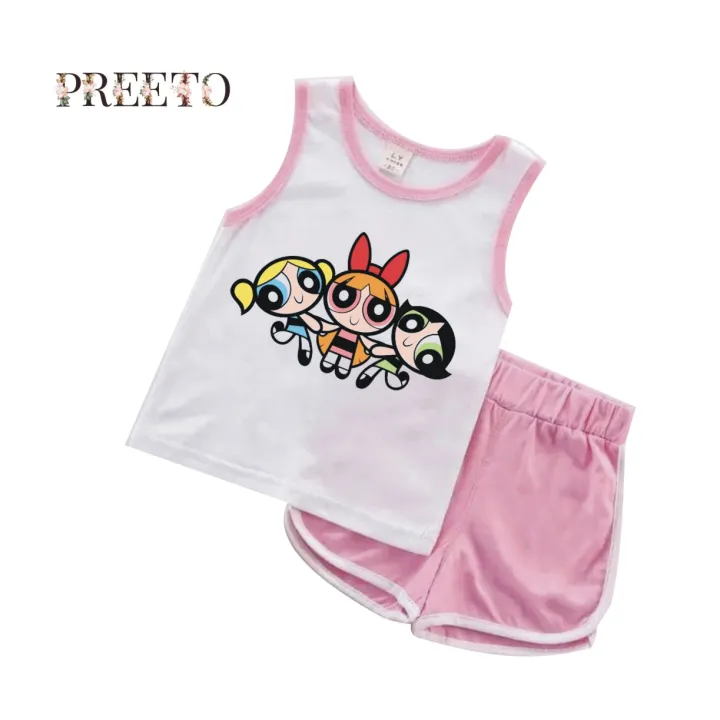 Printed%20Power%20Girls%20T-Shirt%20and%20Shorts%20For%20Kids%20Summer%20clothes%20Round%20Neck%20-%20Stylish%20Kids'%20Summer%20Fashion%20-%20Image%203
