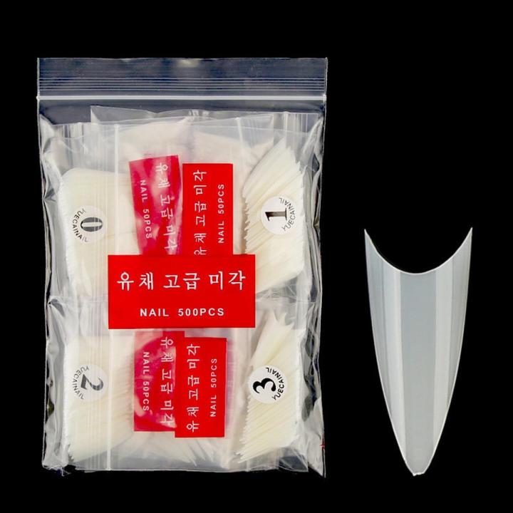 500Pcs French Nail Tips Transparent Nail Extension Ballerina Stiletto Triangle For Nails Half Nail Art False Acrylic Nail Tips