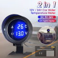 2 in1 12V / 24V Car Water Temperature Meter Thermometer Voltmeter Gauge Temp Car Accessories LED Digital Car Truck Water Temp Gauge Temperature Sensor Temperature Motor Voltmeter Volt Voltage Meter. 