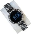 Luxurious Digital Bracelet Watch for Women & Girls - Full Diamond/Stone Studded LED Touch Screen Wristwatch. 