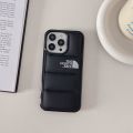 Stitched style North Face LOGO down jacket Apple 14/15 mobile phone case premium rhombus Xs anti-fall shell. 