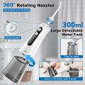 MiTdir® Y801 Oral Irrigator Water Flosser – 4 Jet Tips with 4 Cleaning Modes, IPX7 Waterproof, 300ML Removable Tank, Cordless Rechargeable, Perfect for Teeth Cleaning at Home and on the Go (White). 
