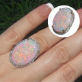 Women Shining Artificial Opal Stone Finger Ring Wedding Engagement Jewelry Gift. 