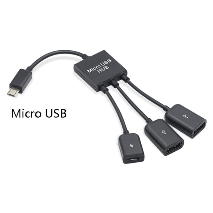 3 In1 Micro USB OTG Adapter Cable Micro USB Male To USB Female Adapter USB Hub For Smartphone Computer Tablet 3 Port Creek
