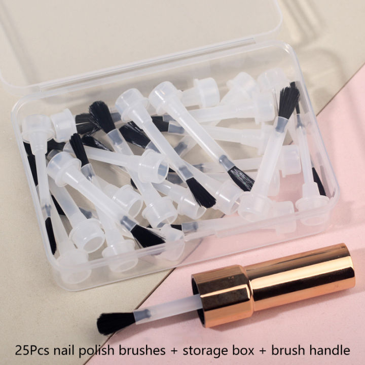 25Pcs/Box Disposable Nail Polish Brush Nail Polish Bottle Replacement Brush Nail Art Brush Liquid Applicators Manicure Tools ZHIYU