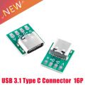2Pcs USB 3.1 Type C Connector 16 Pin Test P.C.B Board A Adapter 16P Connector Socket For Data Line Wire Cable Transfer. 