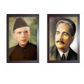 Set of 2 Frames Quaid E Azam, ilama Iqbal, Picture Frame Pakistan Wall Décor Wall Scenery Wall Art Home Design Home Artwork Decoration for Living Room, Bedroom. 