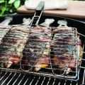 Top Selling BBQ Barbecue Grill Basket Premium Stainless Steel Wooden Handle Wire Net For outdoor Cooking. 