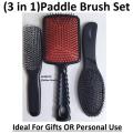 Paddle Hair Brush Set 3 in 1 Complete Paddle Brushes for All type of Hair styling. 