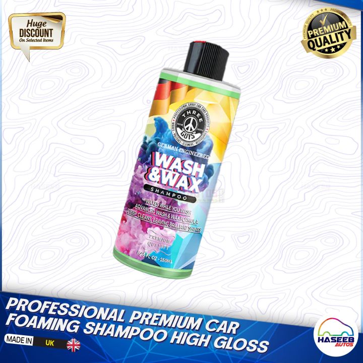 Three Guys Car Shampoo - 250ml ( Made in UK) High Quality Professional Foam Shampoo / Car, Bike, Bus, Van Foaming Shampoo / Car Wash Shampoo | HaseebAutos