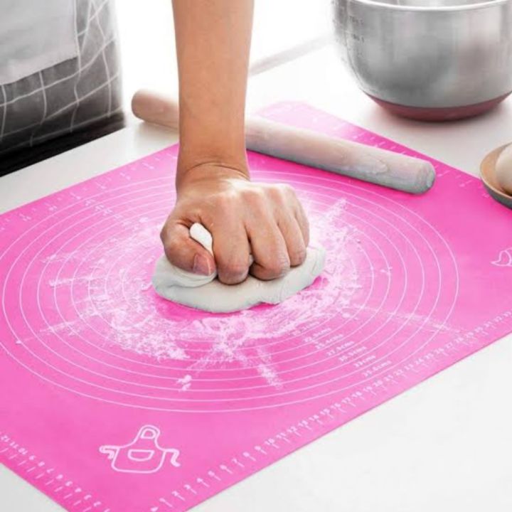 Silicone Dough Kneading Rolling Baking Mat for Kitchen Non Stick Non Slip Washable Silicon Sheet Graduated in cm and Inches for easy Measurements of Pastry Roti Pizza Cakes wear and tear resistant Pad