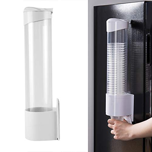 Cup Dispenser Wall Mounted Plastic Water Dispenser Disposable Cup Holder Rack, Paste or Screw Plate Mountable for Paper Cups