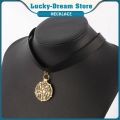 Yennefer Black Leather Choker Wild Hunt Game Cosplay Medallion Pendant For Women Hip-Hop Charm Necklace Clavicle Cool Jewelry. 