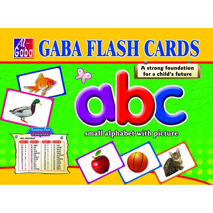 Small Alphabets Flash Cards with Pictures - GABA
