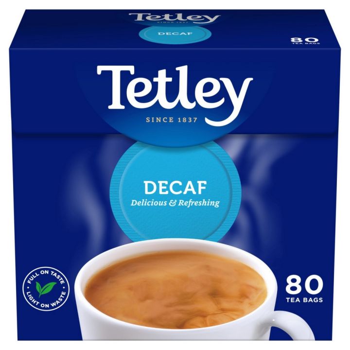 Tetley Decaf Black Tea 80 Pack Imported Decaffeinated Teabags 250g