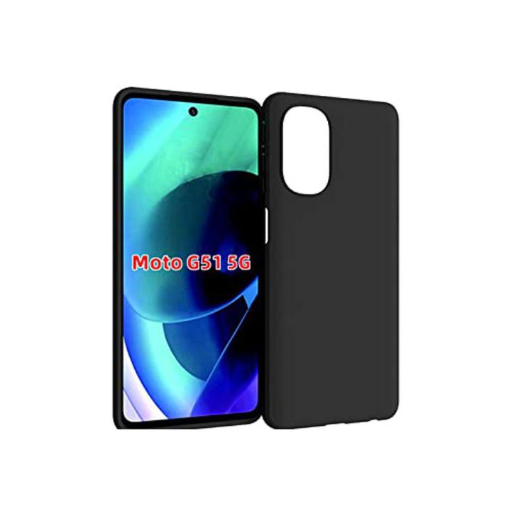 Moto G51 5G (6.8INCHES) Case Soft TPU Slim Smooth Flexible Protective Phone Cover Motorola G51 5G - Black Matte