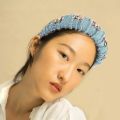 1 Pc Girls Fashion Headband Jean Head Bands Metal Hoop Design Blue Unique Style Women Elegant Padded Head Pieces. 