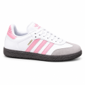 Ladies Lightweight Lace-Up Sneakers – White Burgundy / White Pink. 