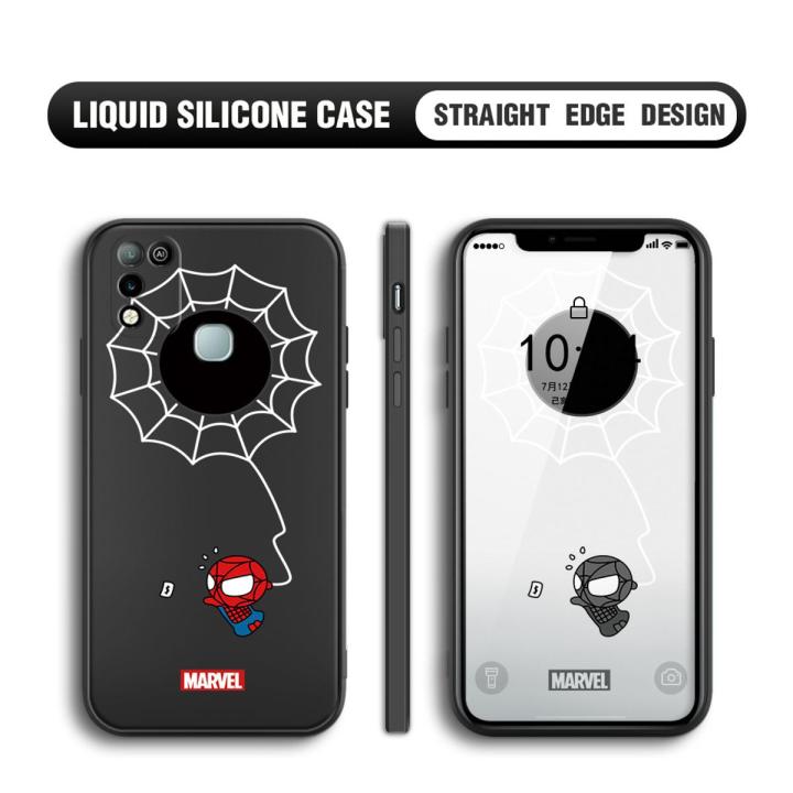Jizetin for Infinix Hot 10 Play / Hot 11 Play Back Cover Cute Spiderman For Boys Liquid Silicone Phone Case Soft Full Camera Protect Phone Cases