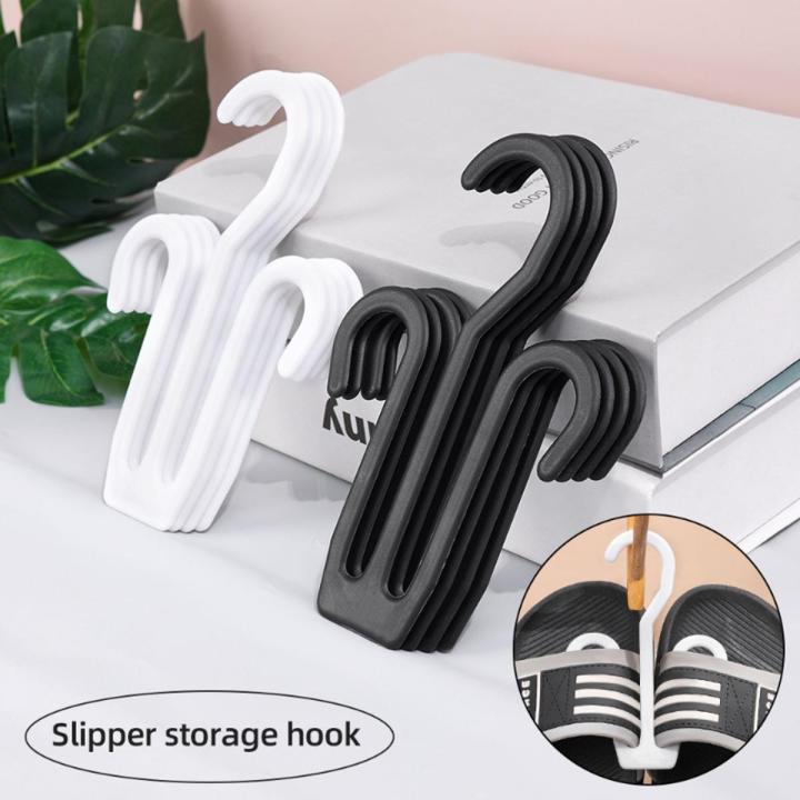 Multifunctional Windproof Plastic Double Hooks Shoes Hanger Creative Anti-drop Sandal Drying Rack Scarf Necktie Hook Home Organizer