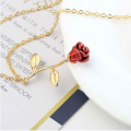 Red Rose Necklace Beauty & the Beast Rose Necklace, Anniversary Gift For Girls. 