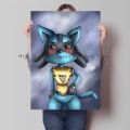 Personalised Lucario Riolu Anime Figures Vintage Abstract Poster Pokemon Art Background Wall Mural Home Room Decor Child Gifts. 