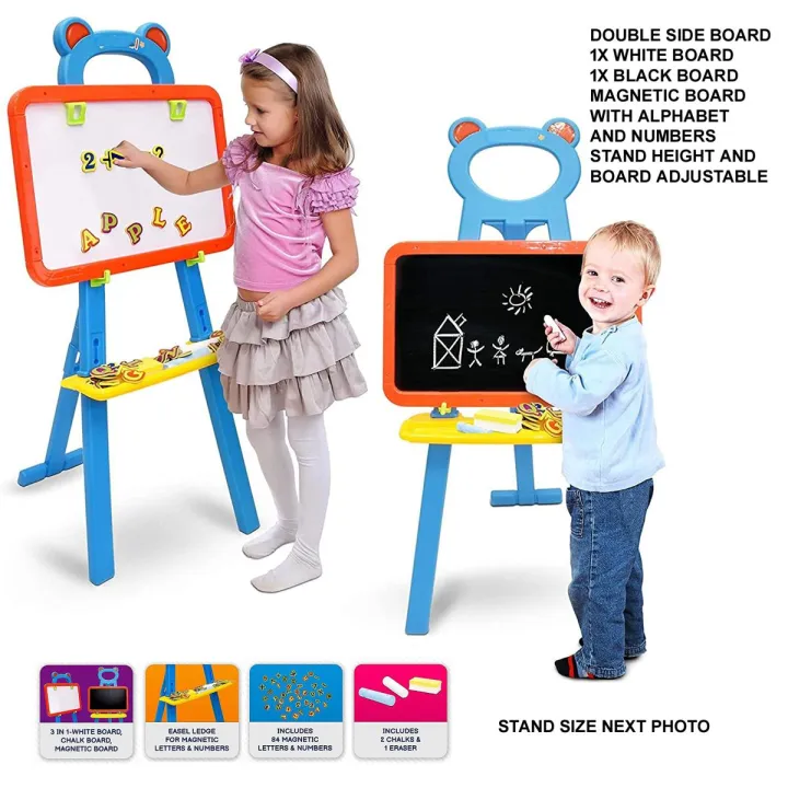 3in1%20Learning%20Easel%20Double%20Sided%20Black%20And%20White%20Drawing%20Board%20Magnetic%20Board%20and%20Chalkboard%20Art%20Activity%20Drawing%20for%20Artist%20with%20Learning%20Magnetic%20Alphabet%20And%20Numbers%20Chalk%20and%20Eraser%20-%20Image%202
