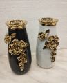 1 Pcs- Ceramic Porcelain Vase 11" Golden flower | White, Black. 