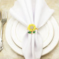 6PCS Napkin Rings Sunflower Holder Diamond for Christmas, Birthday. 