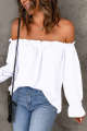 New solid color sexy one neck off shoulder shirt loose long sleeved pullover. 