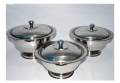 Pack of 3 Stainless Steel Salan Donga Set Durable Made Steel Set With Lid-Basic Kitchen Accessories. 